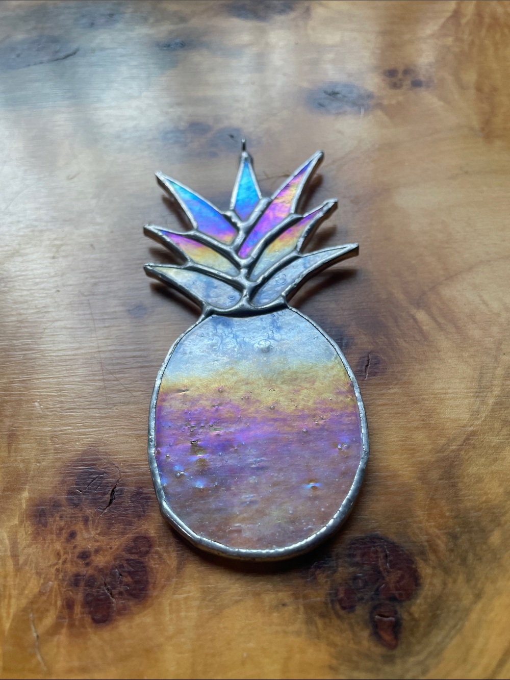 Lilikoi Art Studio Iridescent Pineapple Stained Glass Sun Catcher